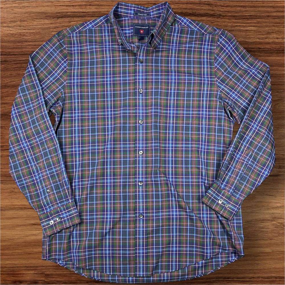 Saddlebred Men’s Long Sleeve Check Pattern Wrinkle Free Dress shirt. Large. - Picture 3 of 9
